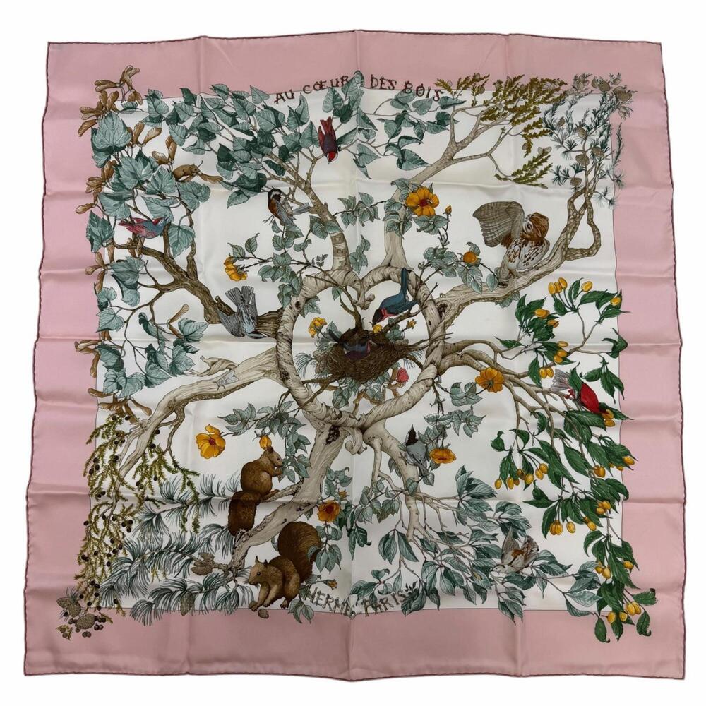 HERMES Authentic Pink Silk Scarf